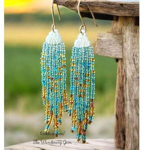 Boho Chic Beaded Fringe Cascade Shoulder Duster Dangle Earrings, 3.5"